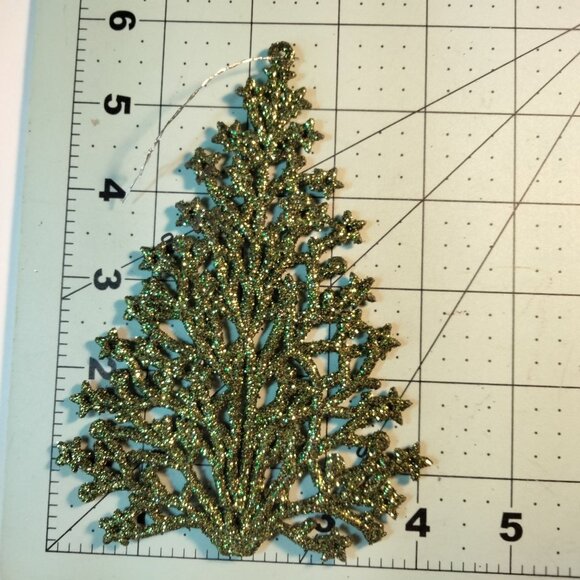 Green Glittery Gold Tree Shaped Christmas Ornament - Picture 3 of 3